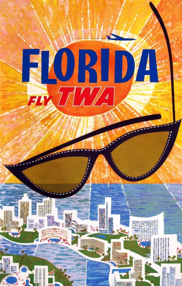 Vintažinis kelionių plakatas TWA Florida – vintažinis kelionių plakatas | Framein