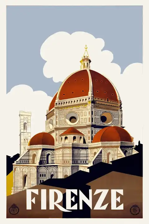 Vintažinis kelionių plakatas Firenze Italia 1930 – vintažinis kelionių plakatas | Framein
