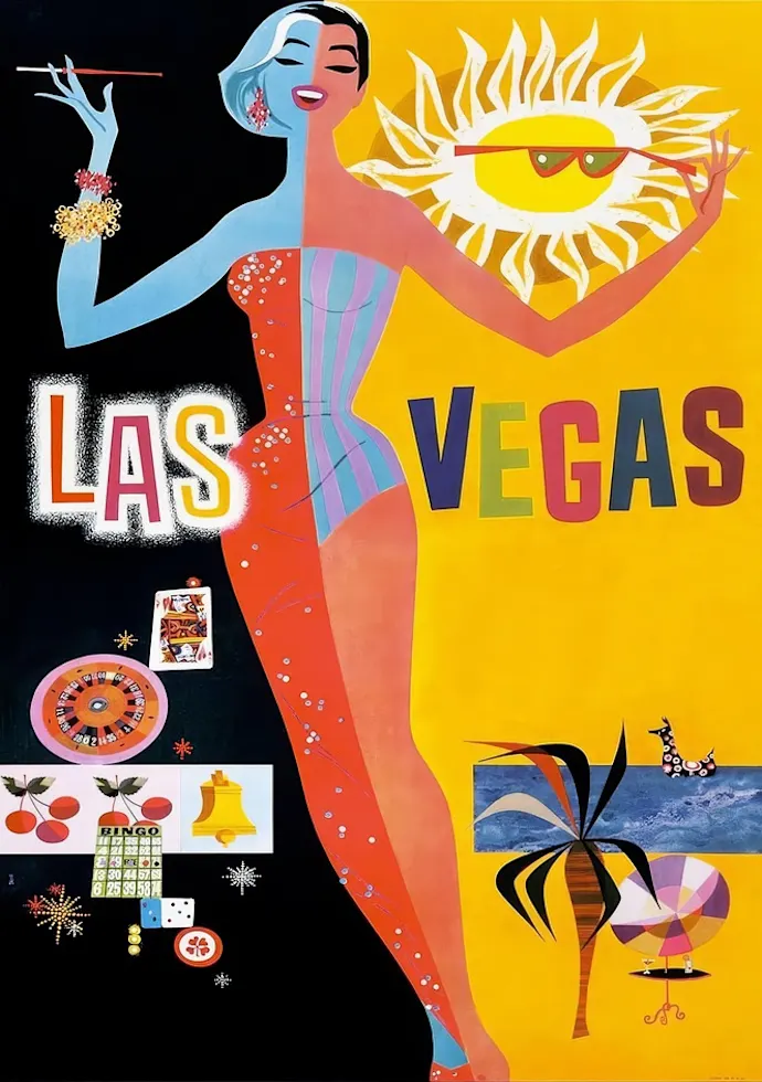 Vintažinis kelionių plakatas TWA Las Vegas – vintažinis kelionių plakatas | Framein