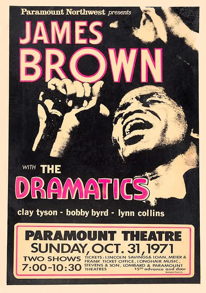 Vintažinis James Brown koncerto plakatas – vintažinis koncerto plakatas | Framein