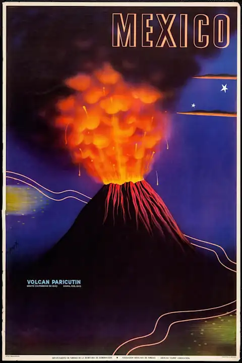 Vintažinis kelionių plakatas Mexico Volcán Paricutin 1944 – vintažinis kelionių plakatas | Framein