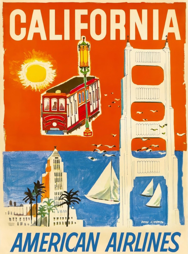 Vintažinis kelionių plakatas California – vintažinis kelionių plakatas | Framein