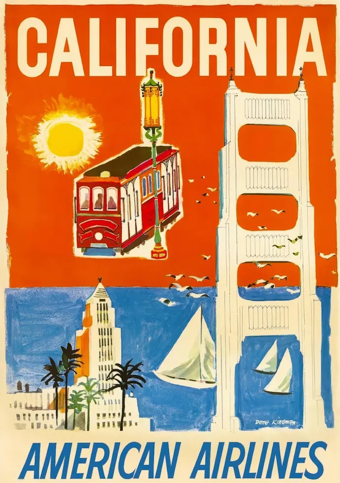 Vintažinis kelionių plakatas California – vintažinis kelionių plakatas | Framein