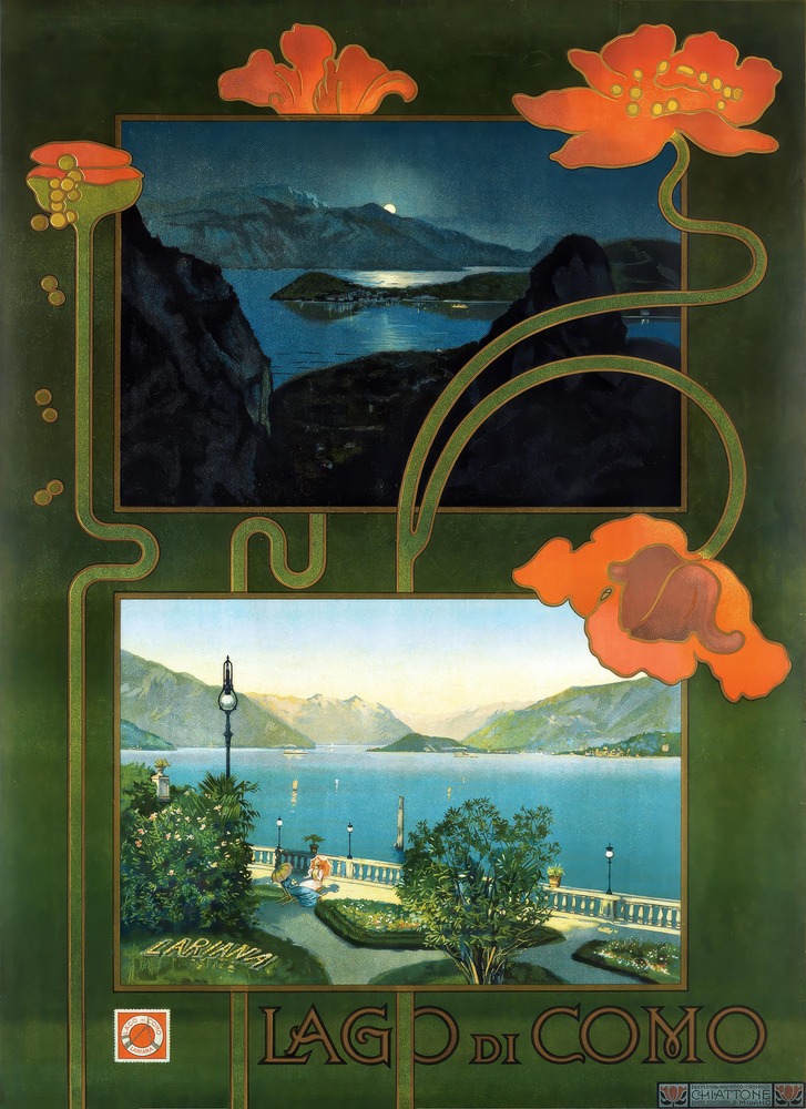 Vintažinis kelionių plakatas Lago di Como 1899 – vintažinis kelionių plakatas | Framein