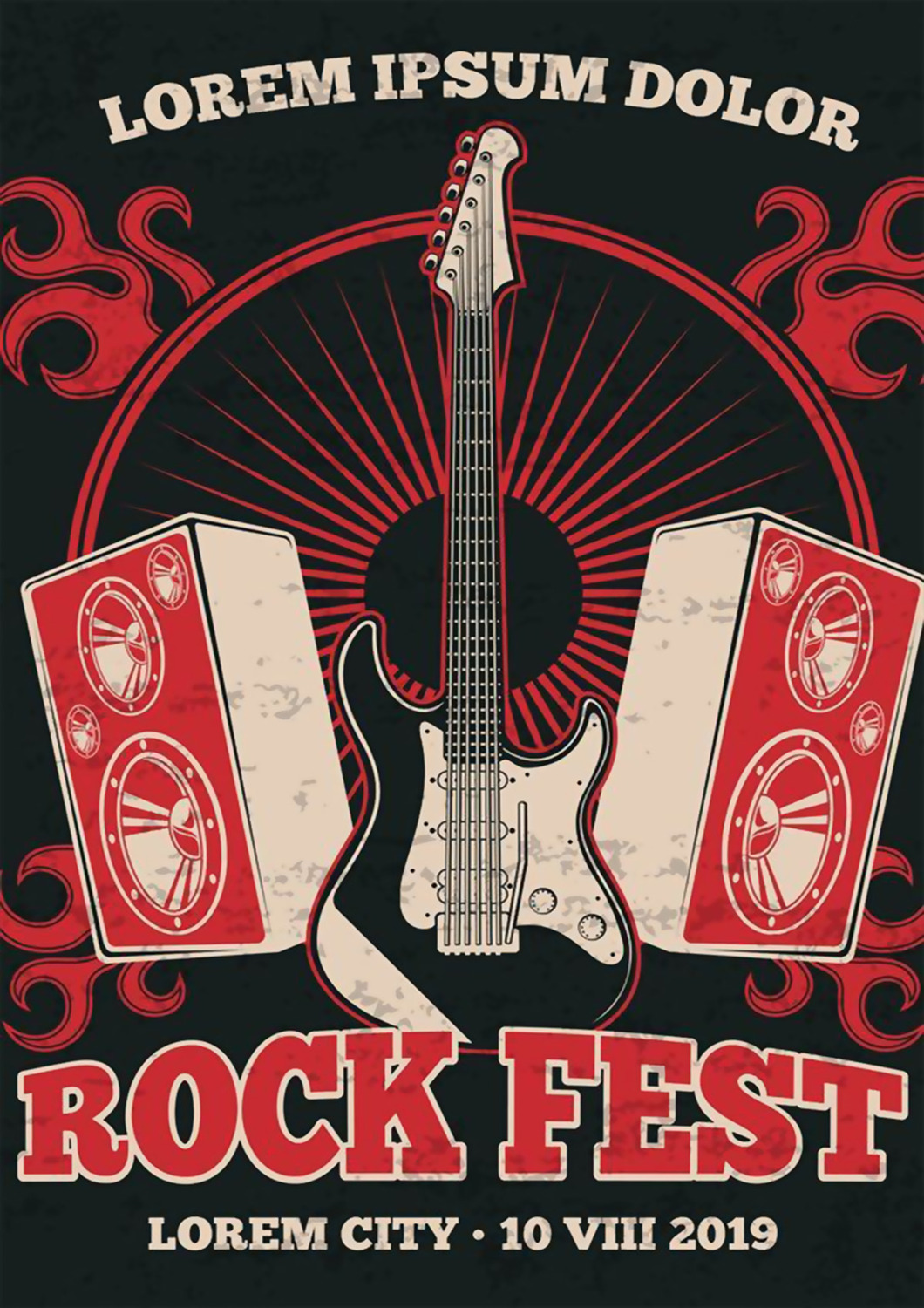 Vintažinis Rock Fest koncerto plakatas – vintažinis koncerto plakatas | Framein