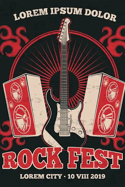 Vintažinis Rock Fest koncerto plakatas – vintažinis koncerto plakatas | Framein