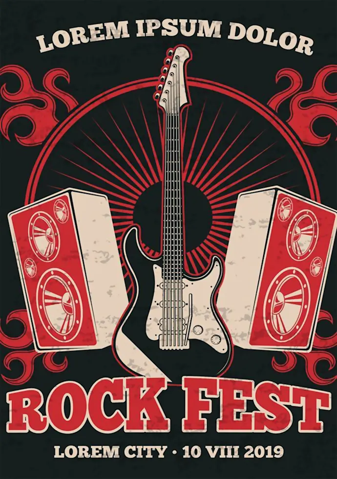 Vintažinis Rock Fest koncerto plakatas – vintažinis koncerto plakatas | Framein