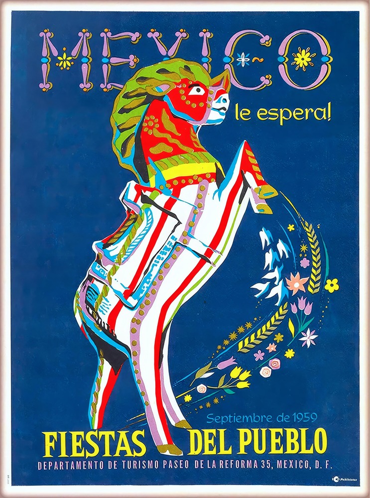 Vintažinis kelionių plakatas Mexico 1959 – vintažinis kelionių plakatas | Framein