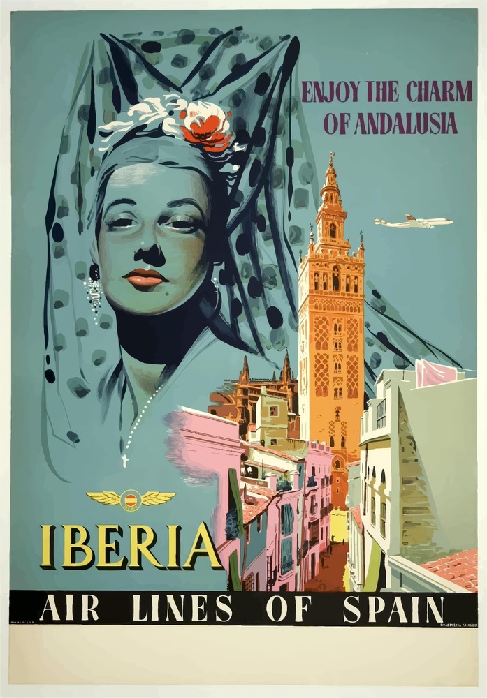 Vintažinis kelionių plakatas Andalusia Iberia – vintažinis kelionių plakatas | Framein