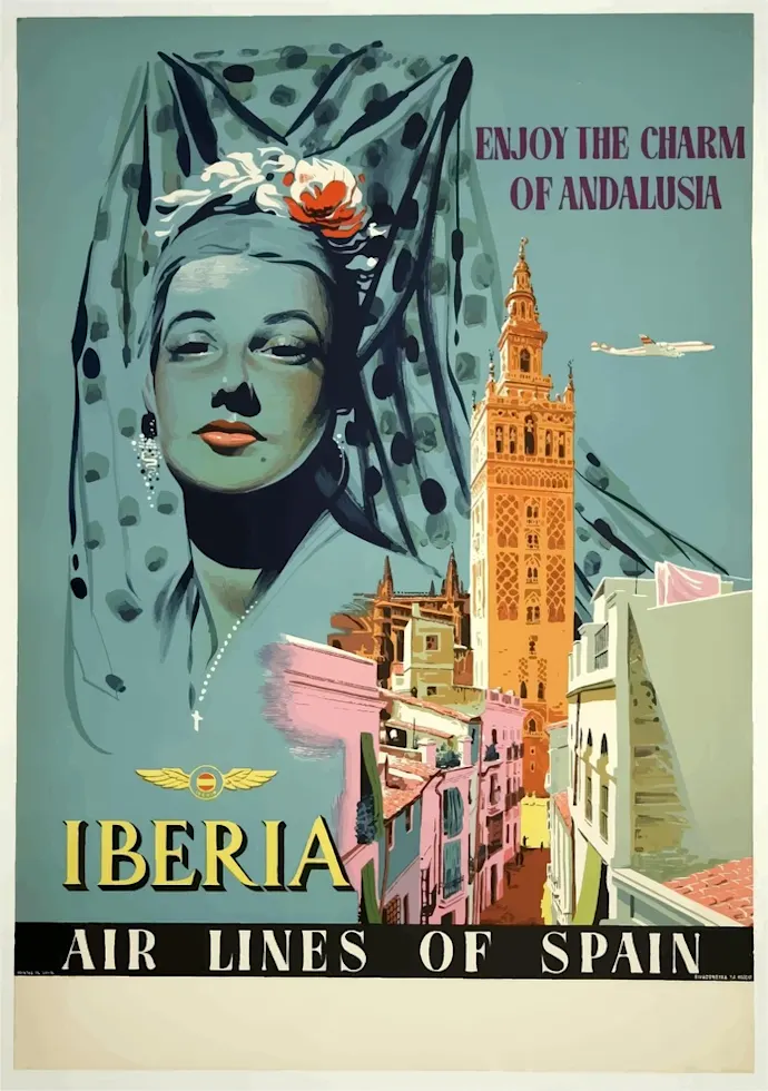 Vintažinis kelionių plakatas Andalusia Iberia – vintažinis kelionių plakatas | Framein