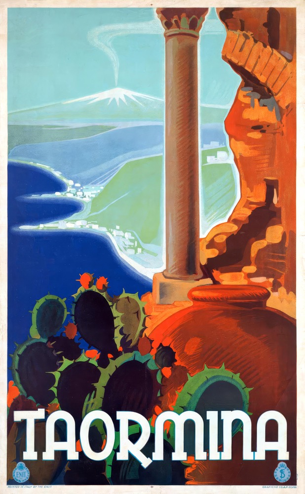 Vintažinis kelionių plakatas Taormina 1930 – vintažinis kelionių plakatas | Framein
