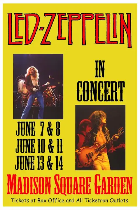 Vintažinis Led Zeppelin (7) koncerto plakatas – vintažinis koncerto plakatas | Framein