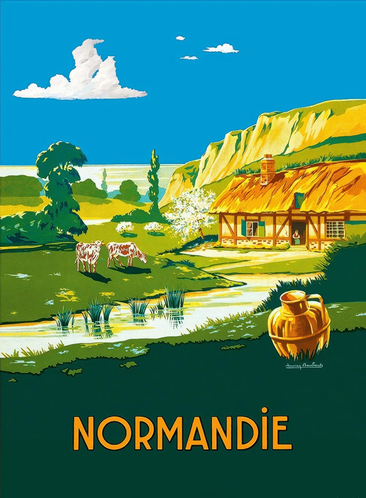 Vintažinis kelionių plakatas Normandie 1930 – vintažinis kelionių plakatas | Framein