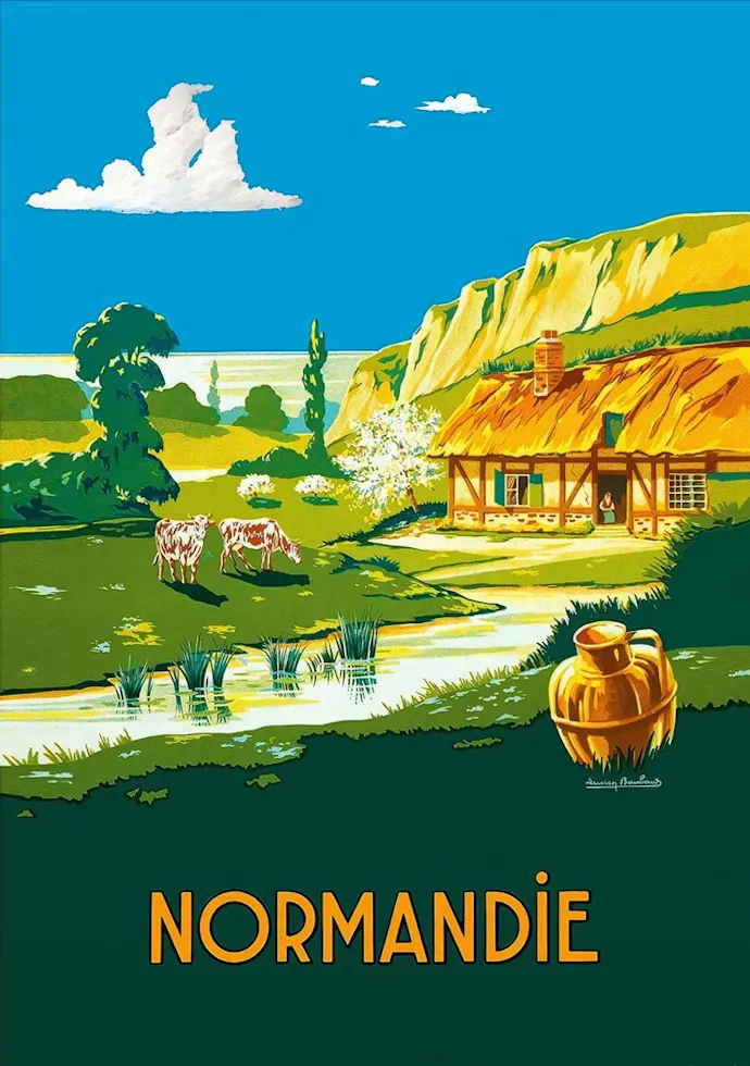Vintažinis kelionių plakatas Normandie 1930 – vintažinis kelionių plakatas | Framein