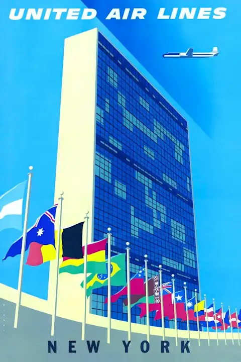 Vintažinis kelionių plakatas United Air Lines New York 2 – vintažinis kelionių plakatas | Framein