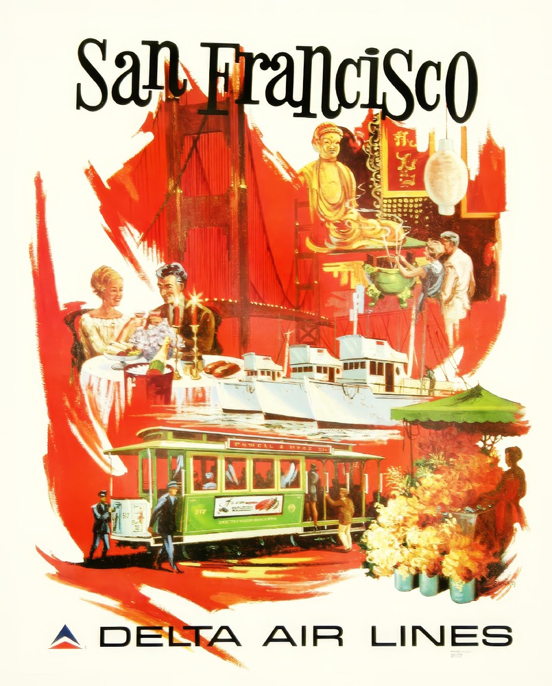 Vintažinis kelionių plakatas San Francisco – vintažinis kelionių plakatas | Framein