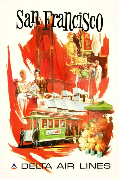 Vintažinis kelionių plakatas San Francisco – vintažinis kelionių plakatas | Framein