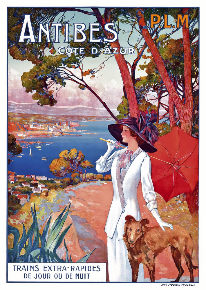 Vintažinis kelionių plakatas Antibes Côte 1910 – vintažinis kelionių plakatas | Framein