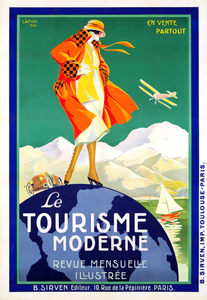 Vintažinis kelionių plakatas Le Tourisme Moderne 1920 – vintažinis kelionių plakatas | Framein