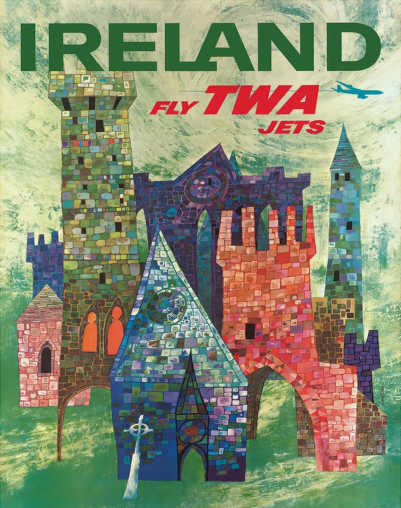 Vintažinis kelionių plakatas TWA Ireland – vintažinis kelionių plakatas | Framein