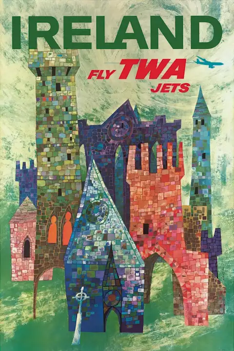 Vintažinis kelionių plakatas TWA Ireland – vintažinis kelionių plakatas | Framein