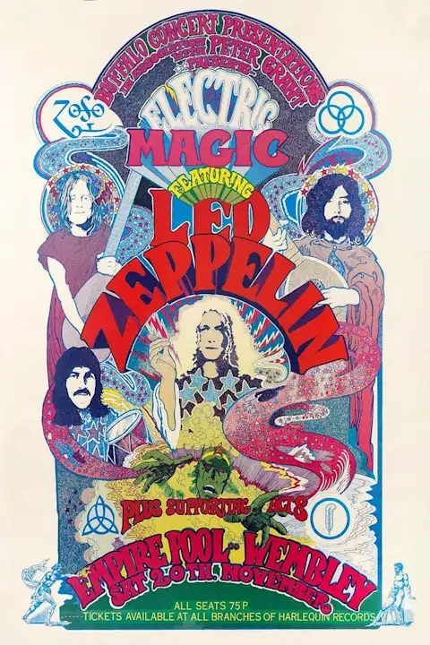 Vintažinis Led Zeppelin (6) koncerto plakatas – vintažinis koncerto plakatas | Framein