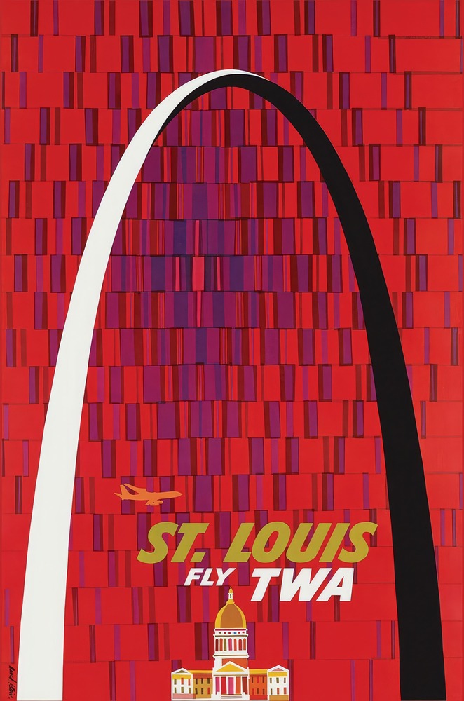Vintažinis kelionių plakatas TWA St. Louis – vintažinis kelionių plakatas | Framein