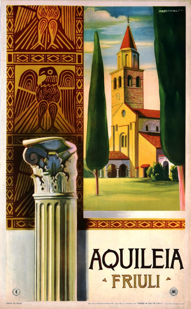 Vintažinis kelionių plakatas Aquileia Friuli 1952 – vintažinis kelionių plakatas | Framein
