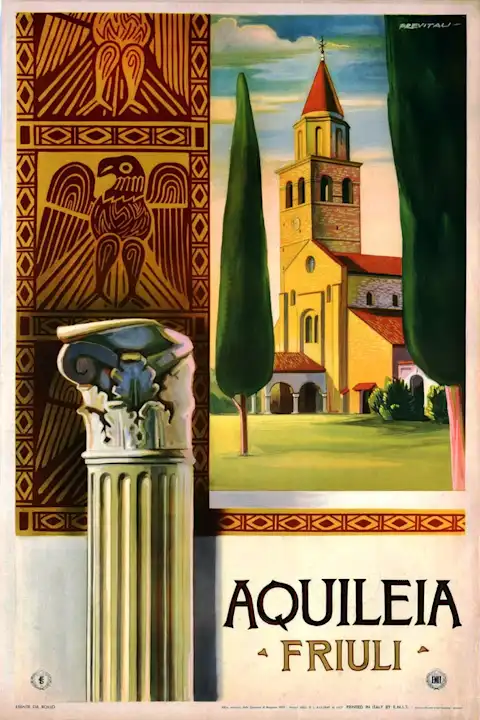 Vintažinis kelionių plakatas Aquileia Friuli 1952 – vintažinis kelionių plakatas | Framein