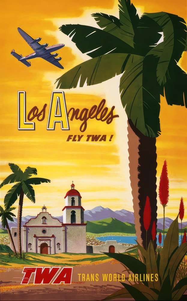 Vintažinis kelionių plakatas Los Angeles TWA 1950 – vintažinis kelionių plakatas | Framein