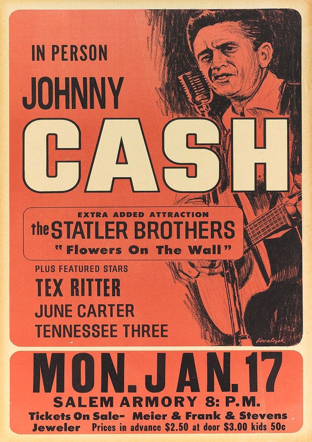 Vintažinis Johny Cash koncerto plakatas – vintažinis koncerto plakatas | Framein