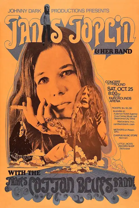 Vintažinis Janis Joplin (3) koncerto plakatas – vintažinis koncerto plakatas | Framein