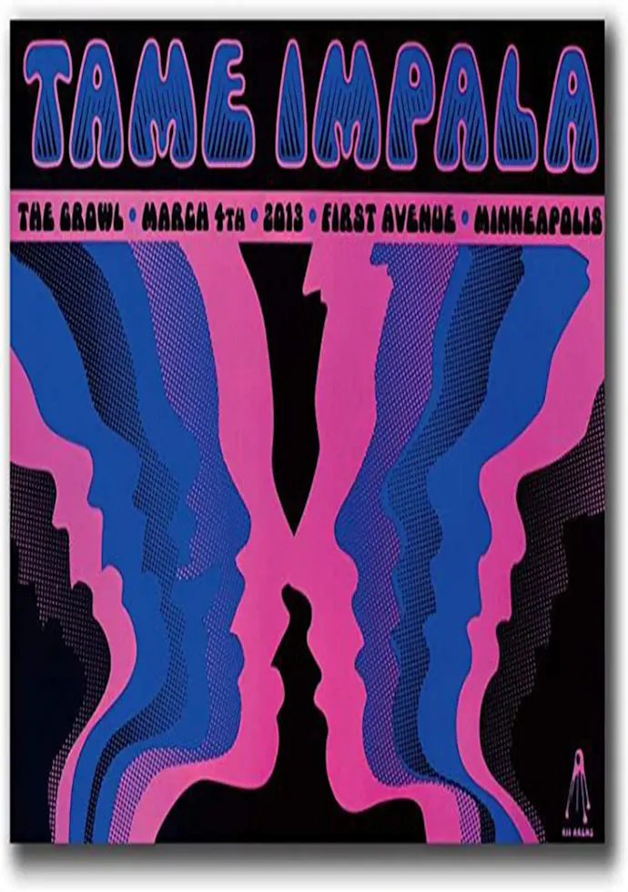 Vintažinis Tame Impala (2) koncerto plakatas – vintažinis koncerto plakatas | Framein