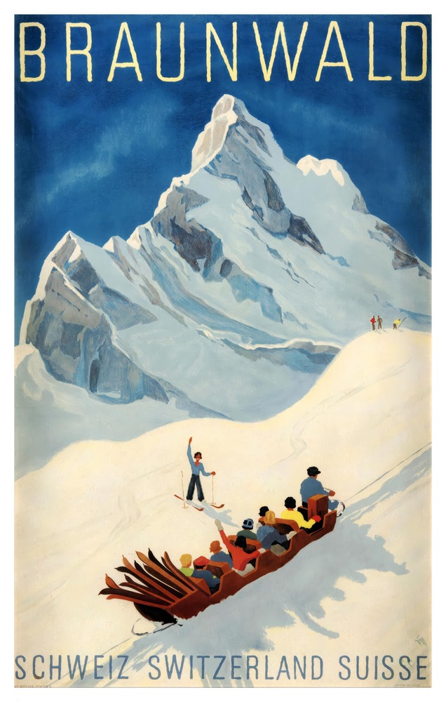 Vintažinis kelionių plakatas Braunwald 1943 – vintažinis kelionių plakatas | Framein