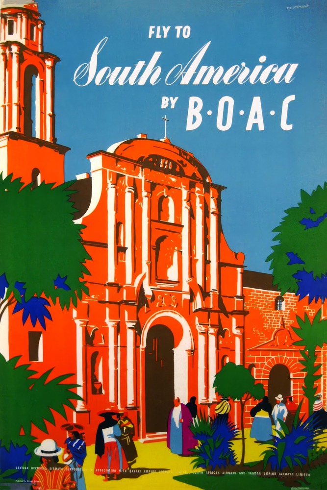 Vintažinis kelionių plakatas South America by BOAC – vintažinis kelionių plakatas | Framein