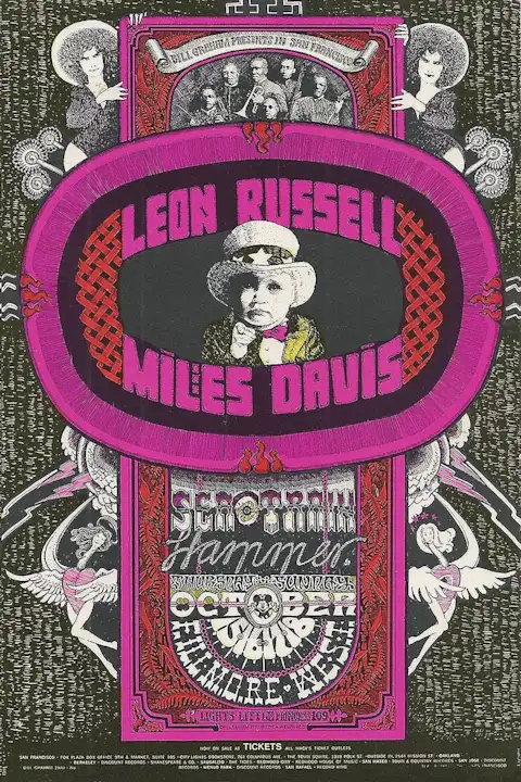 Vintažinis Leon Russell koncerto plakatas – vintažinis koncerto plakatas | Framein