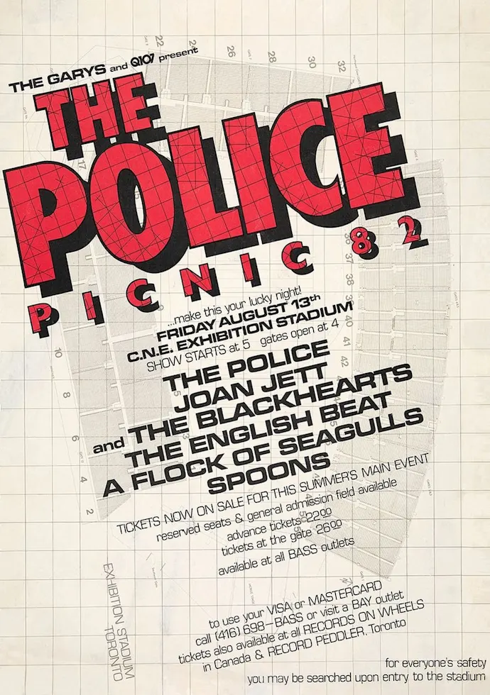 Vintažinis The Police Picnic 82 koncerto plakatas – vintažinis koncerto plakatas | Framein