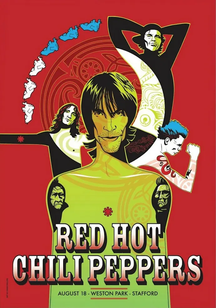 Vintažinis Red Hot Chili Peppers (3) koncerto plakatas – vintažinis koncerto plakatas | Framein