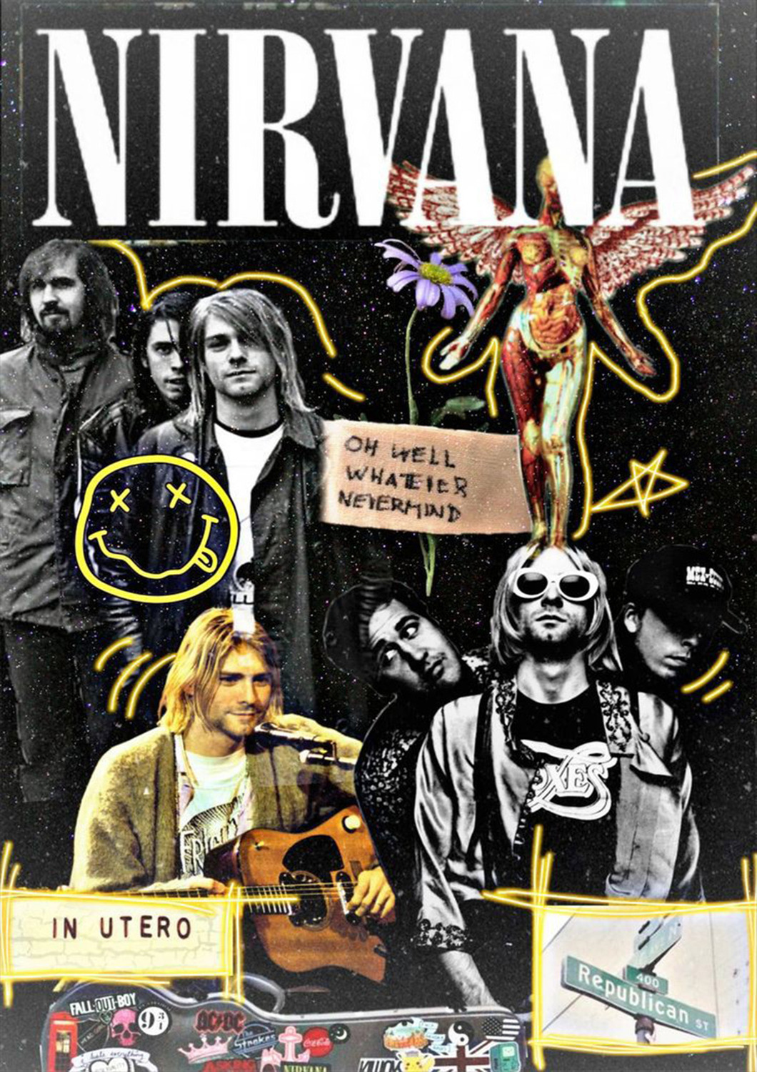 Vintažinis Nirvana 2 koncerto plakatas – vintažinis koncerto plakatas | Framein