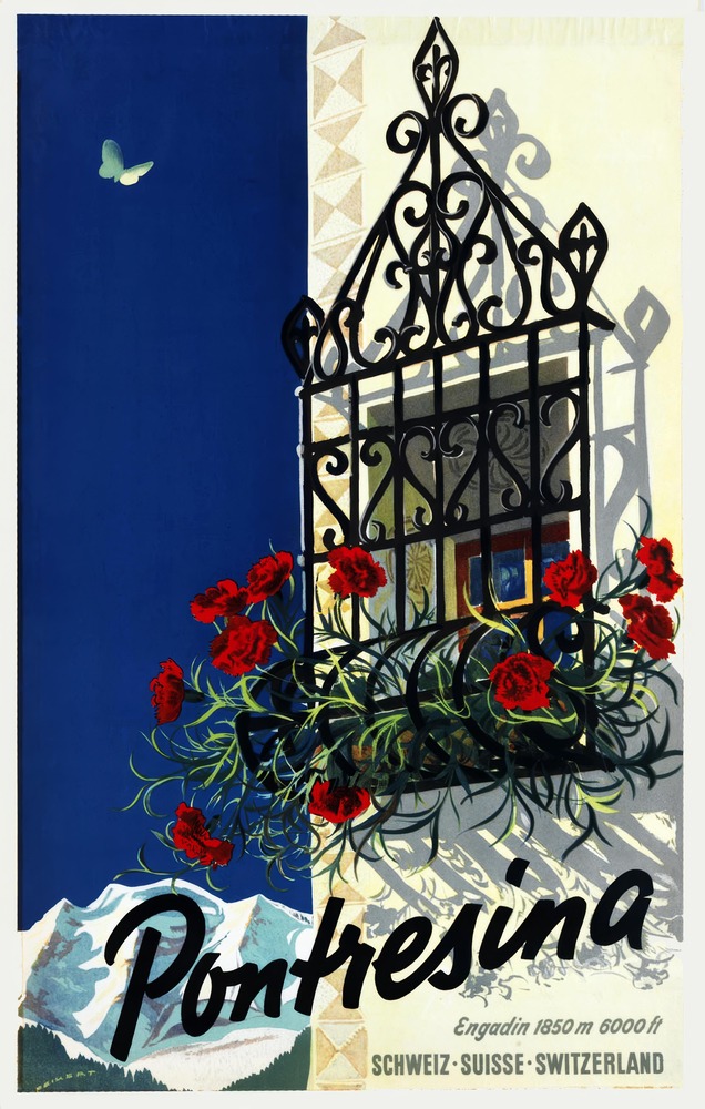 Vintažinis kelionių plakatas Pontresina 1940 – vintažinis kelionių plakatas | Framein