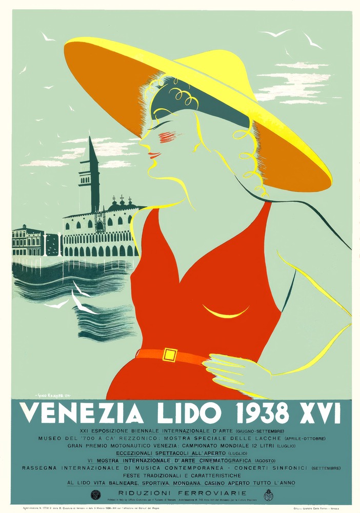 Vintažinis kelionių plakatas Venezia Lido 1938 – vintažinis kelionių plakatas | Framein