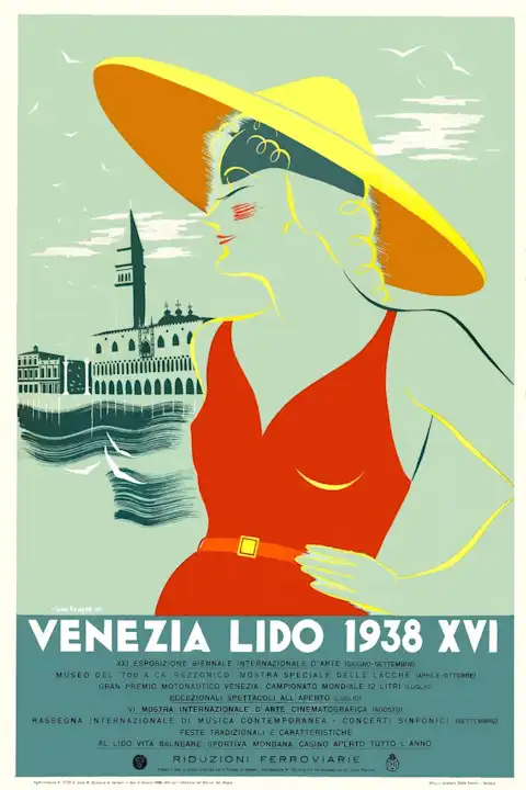 Vintažinis kelionių plakatas Venezia Lido 1938 – vintažinis kelionių plakatas | Framein