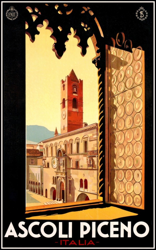 Vintažinis kelionių plakatas Ascoli Piceno Italia 1932 – vintažinis kelionių plakatas | Framein
