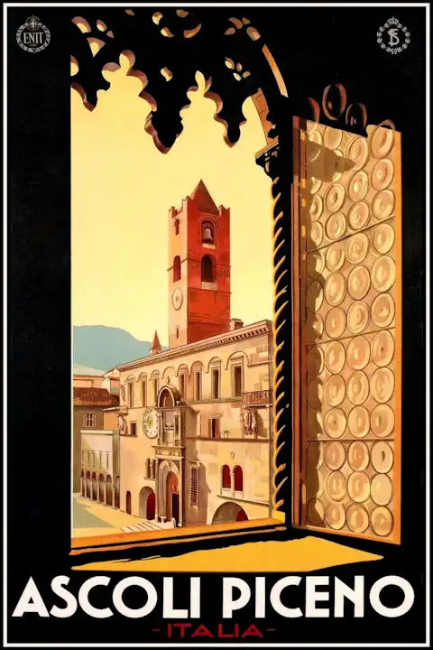 Vintažinis kelionių plakatas Ascoli Piceno Italia 1932 – vintažinis kelionių plakatas | Framein