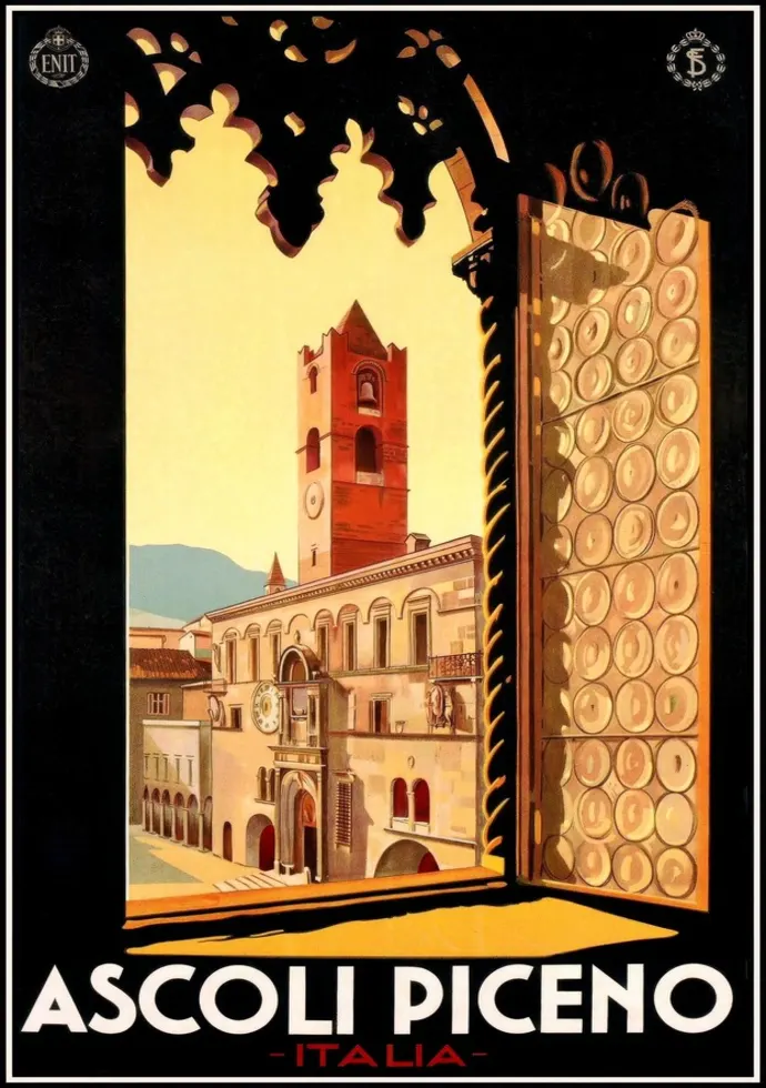 Vintažinis kelionių plakatas Ascoli Piceno Italia 1932 – vintažinis kelionių plakatas | Framein