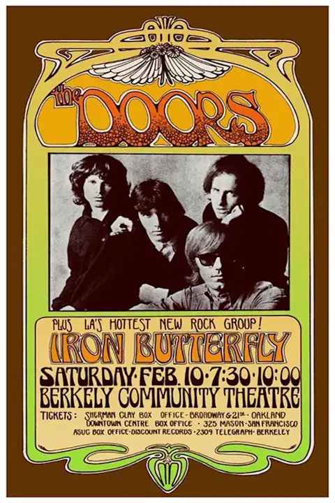 Vintažinis The Doors koncerto plakatas – vintažinis koncerto plakatas | Framein