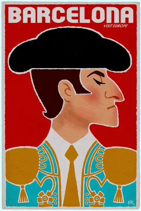 Vintažinis kelionių plakatas Barcelona matador – vintažinis kelionių plakatas | Framein
