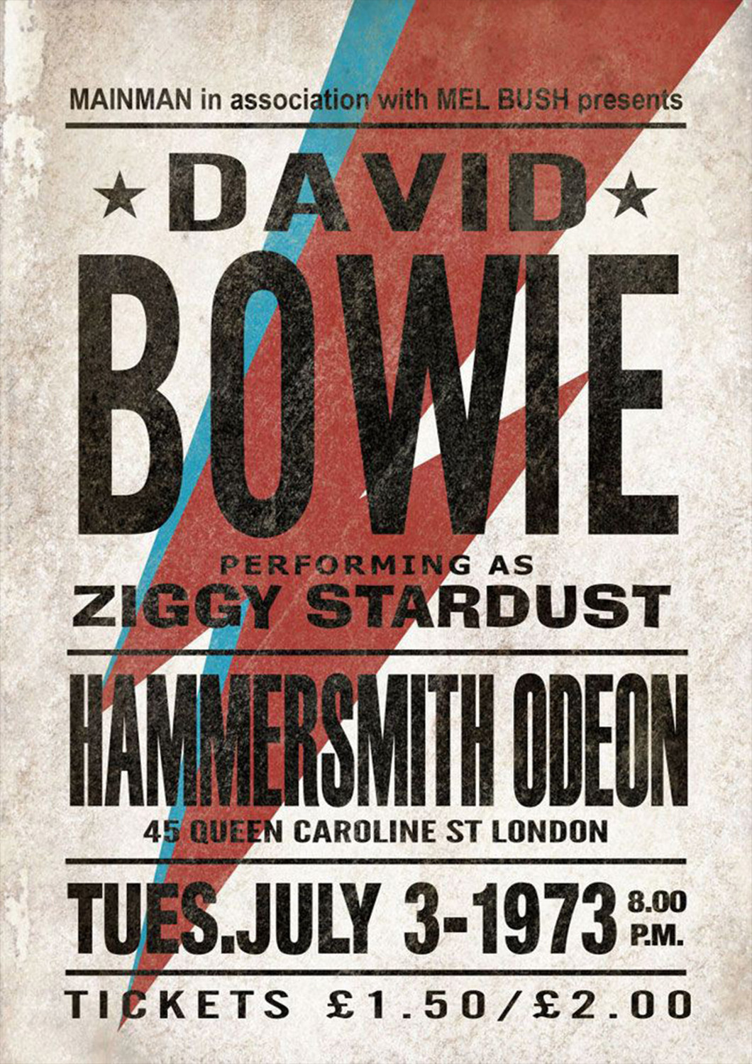 Vintažinis David Bowie (2) koncerto plakatas – vintažinis koncerto plakatas | Framein