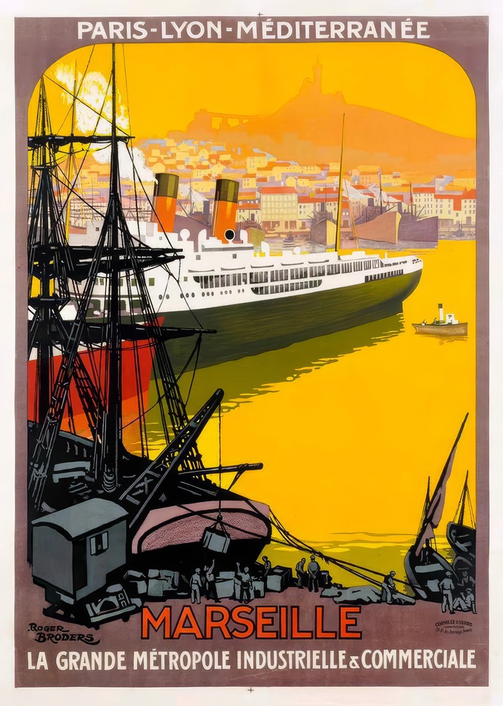 Vintažinis kelionių plakatas Marseille 1922 – vintažinis kelionių plakatas | Framein