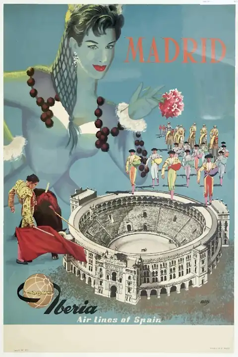 Vintažinis kelionių plakatas Madrid Spain 1950 – vintažinis kelionių plakatas | Framein